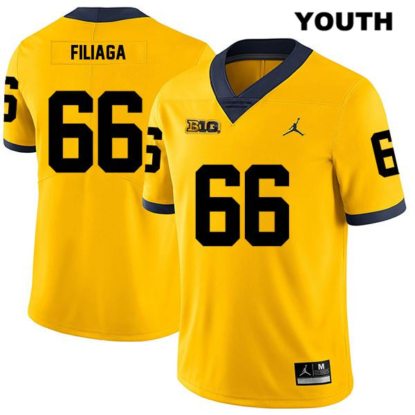 Youth NCAA Michigan Wolverines Chuck Filiaga #66 Yellow Jordan Brand Authentic Stitched Legend Football College Jersey YC25Z20OL